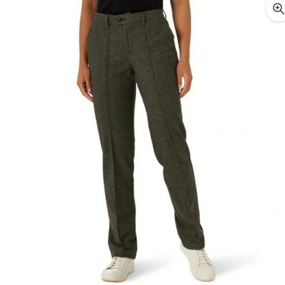 Lee Womens Straight Leg Herringbone‎ Trousers Brown Black Mid Rise Size 10M